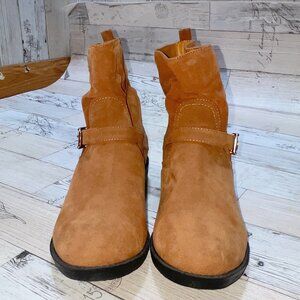Guilty Soles Kiera Tan Vegan Suede Booties